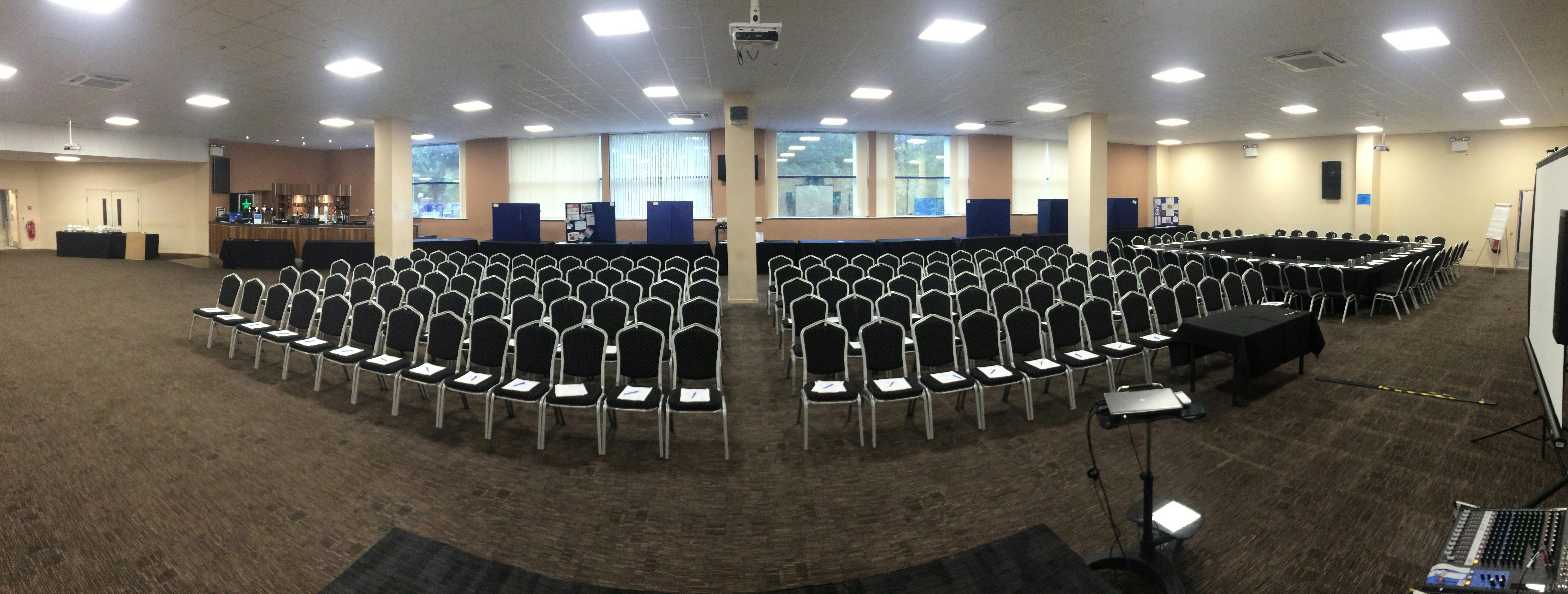 1867 Lounge at Hillsborough Stadium, Sheffield: event space with arranged chairs for conferences.