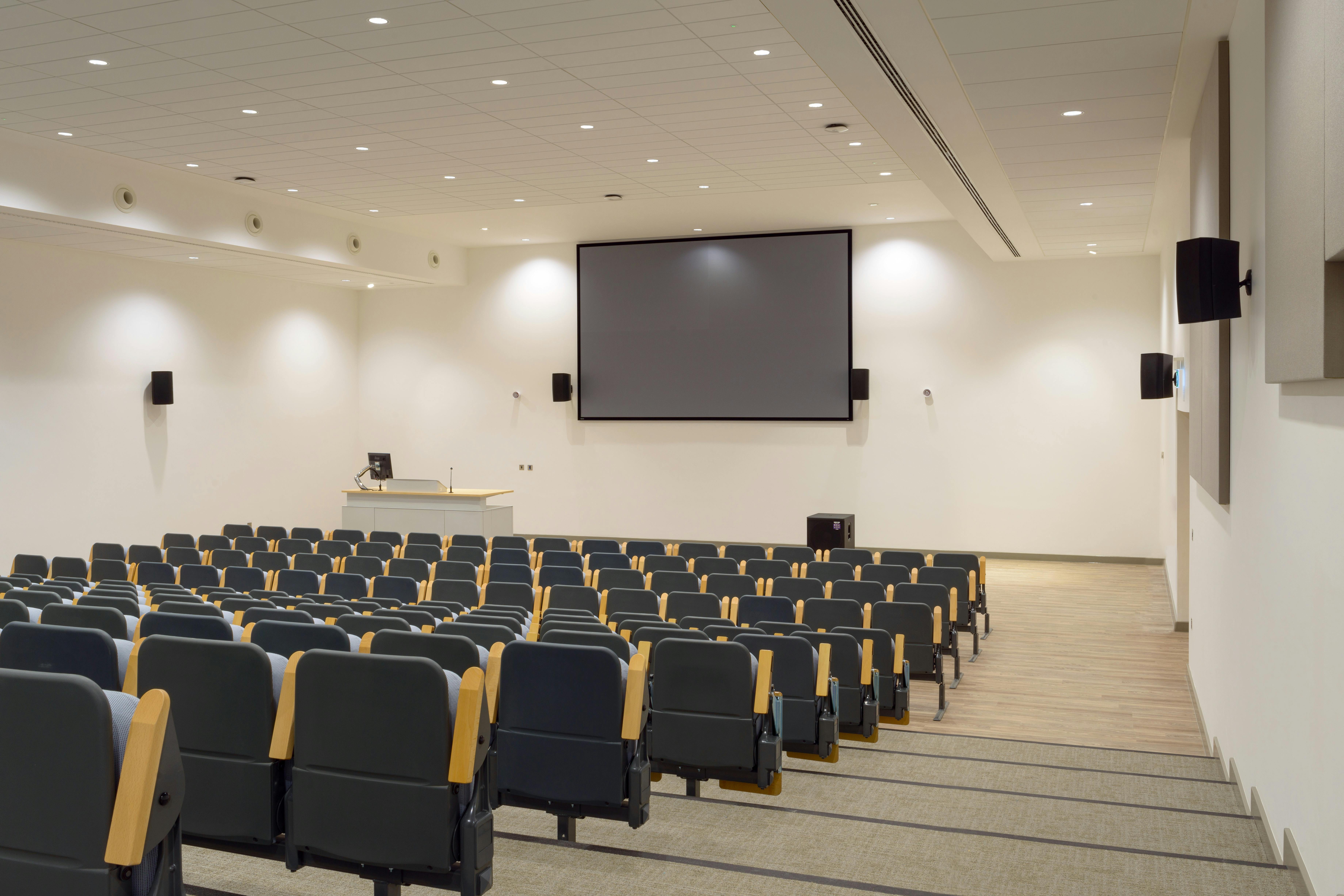 Petersfield Lecture Theatre with tiered seating for corporate events and seminars.