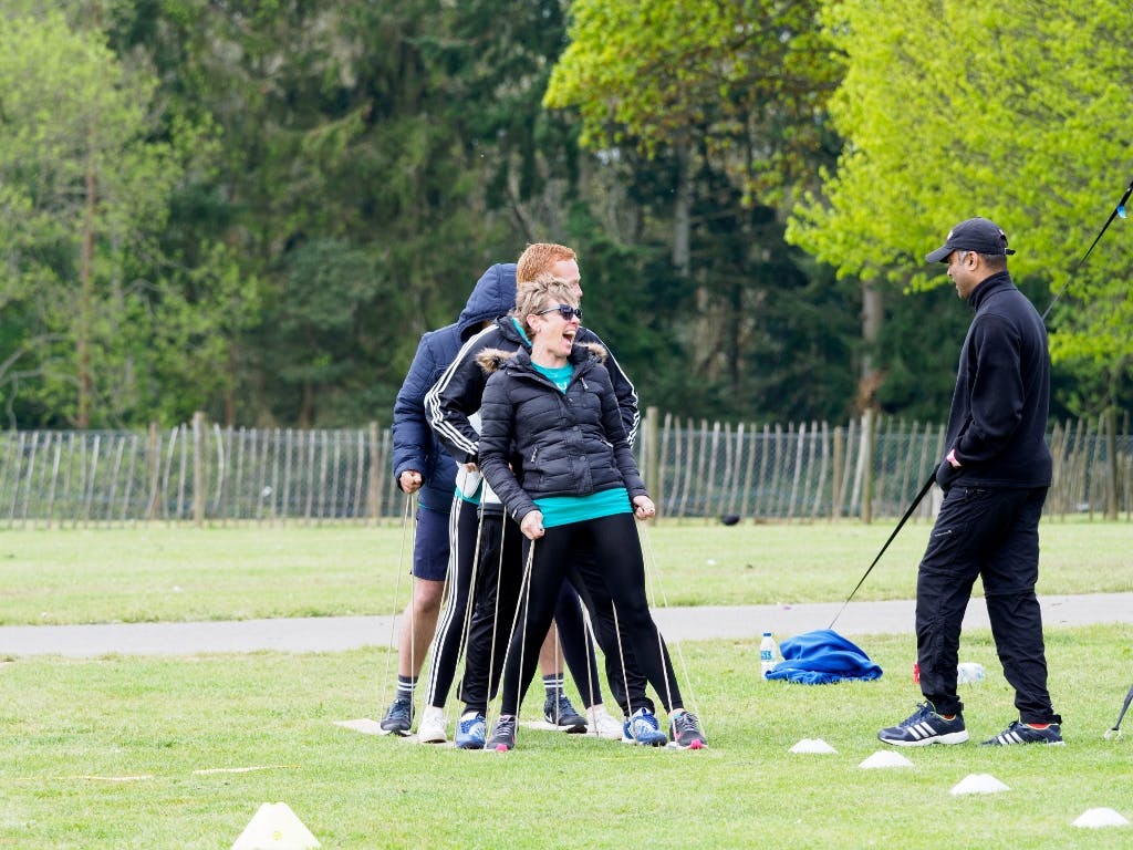 Team-building activity in outdoor space at South of England Event Centre, promoting teamwork.