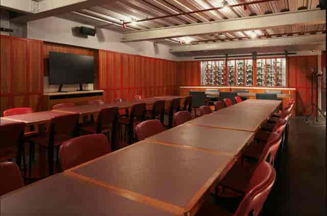 Temper City Mezzanine event space, vintage wine display, meeting, dinner