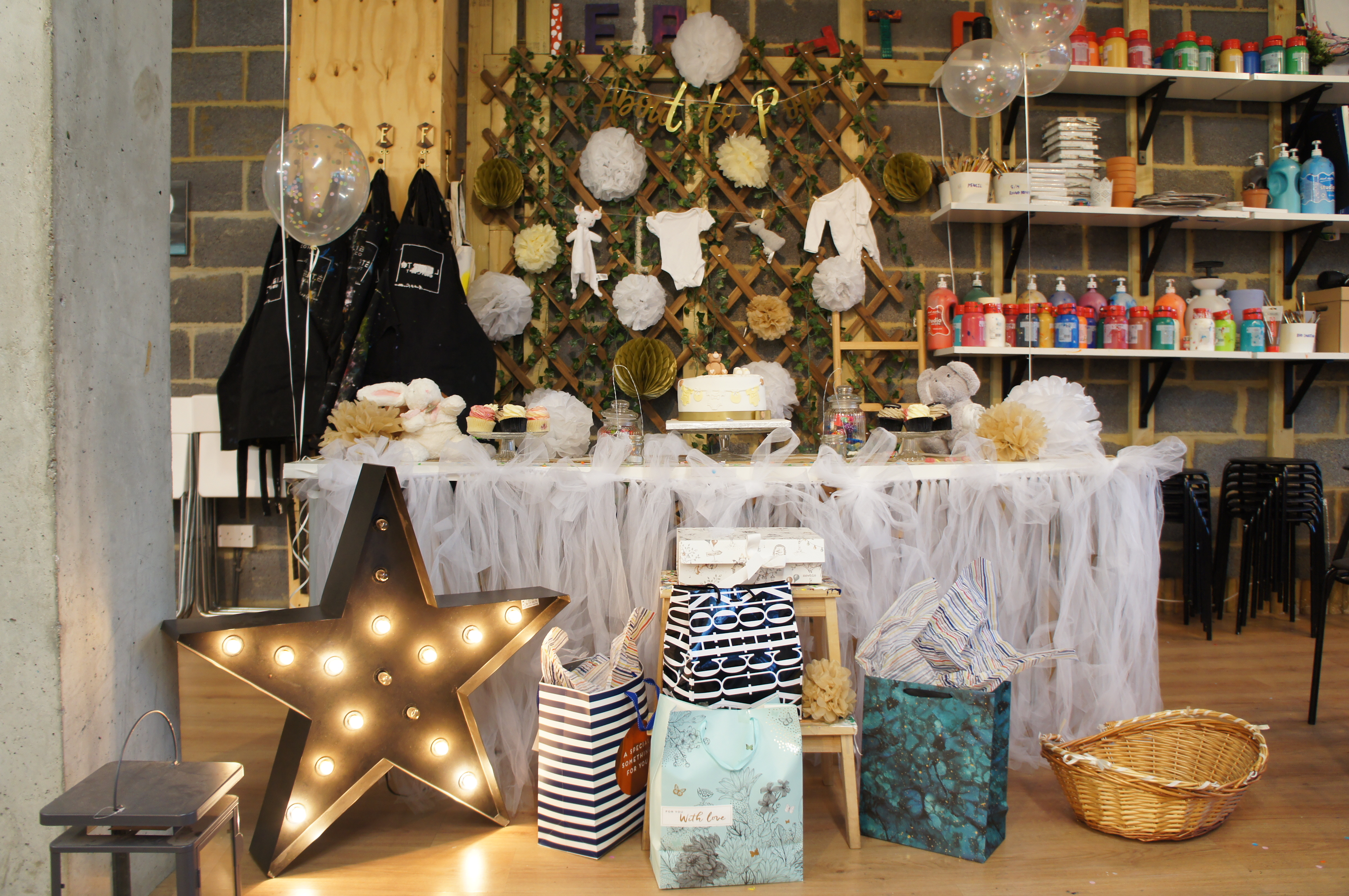 Elegant event space in Studio 249, perfect for birthdays and baby showers. - Banner