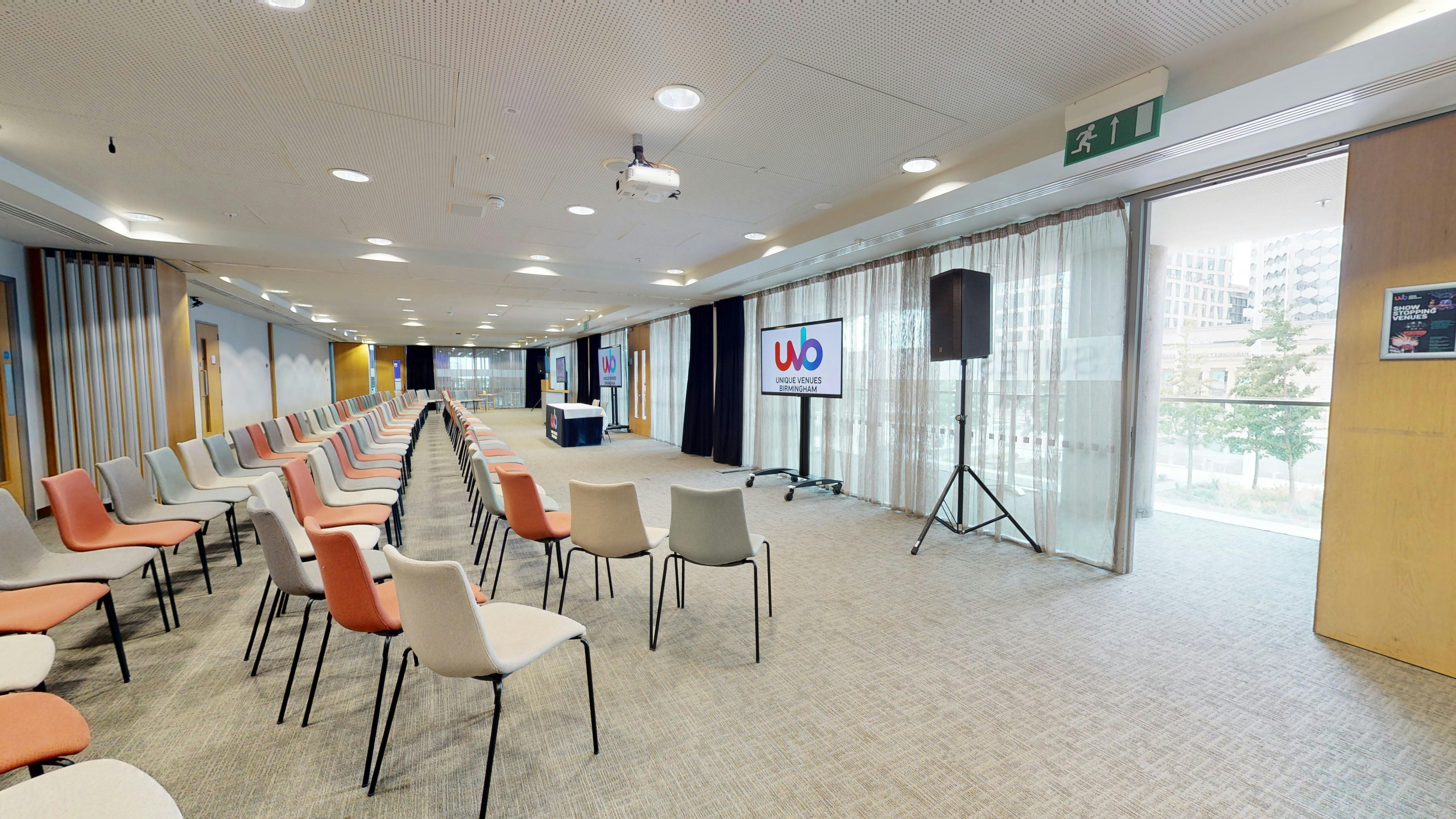 Event space in Unique Venues Birmingham with natural light for meetings and presentations.