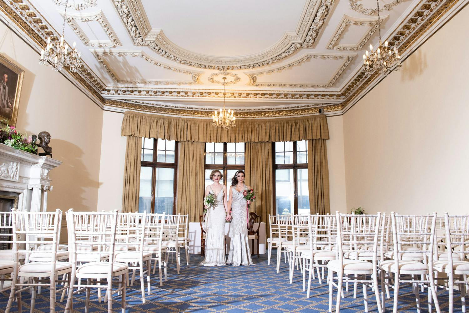 Elegant wedding venue with chandeliers at No. 4 Hamilton Place, perfect for intimate gatherings.