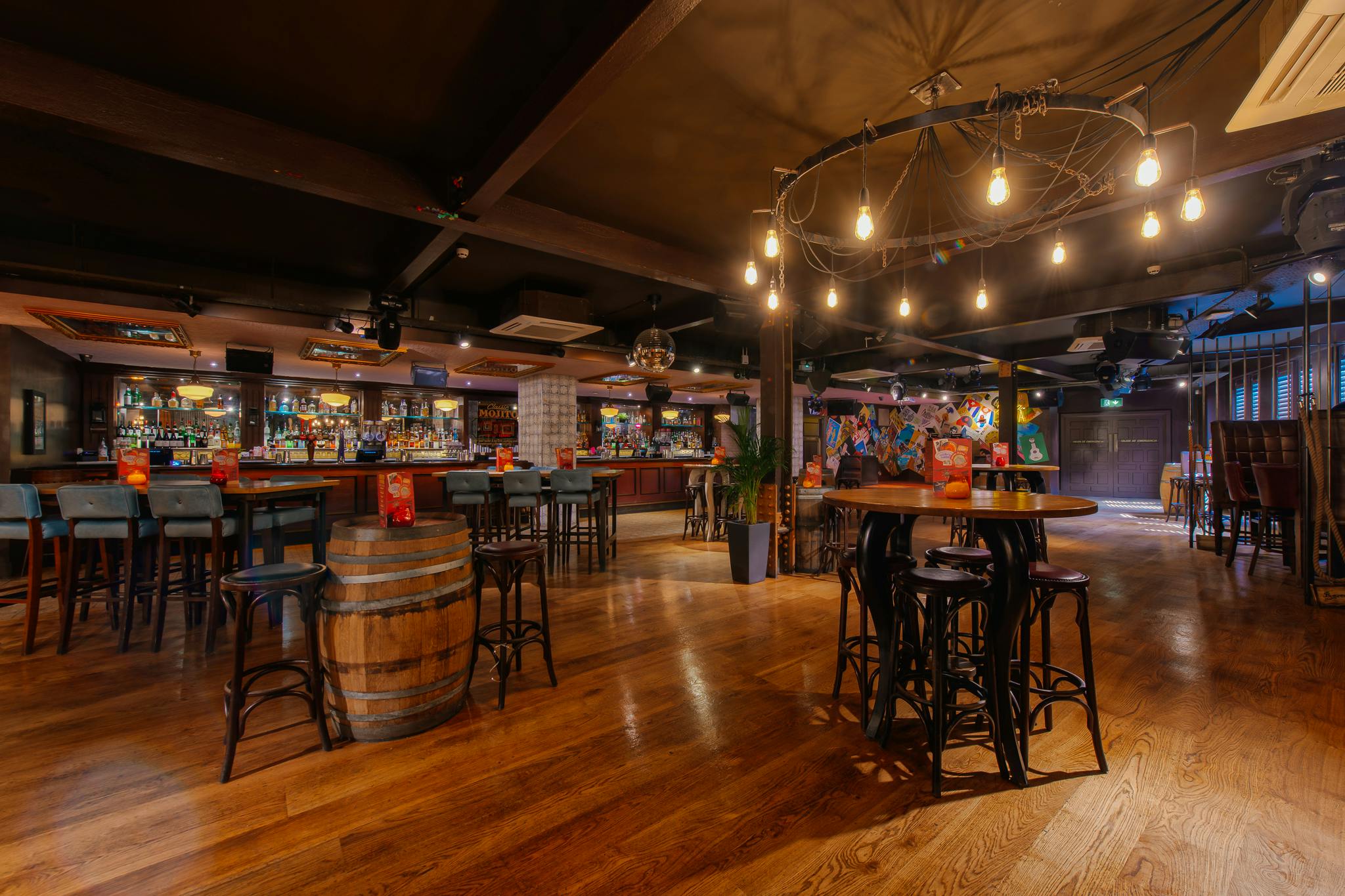 Bacardi Bar at Revolucion de Cuba Leeds, cozy event space for networking and parties.