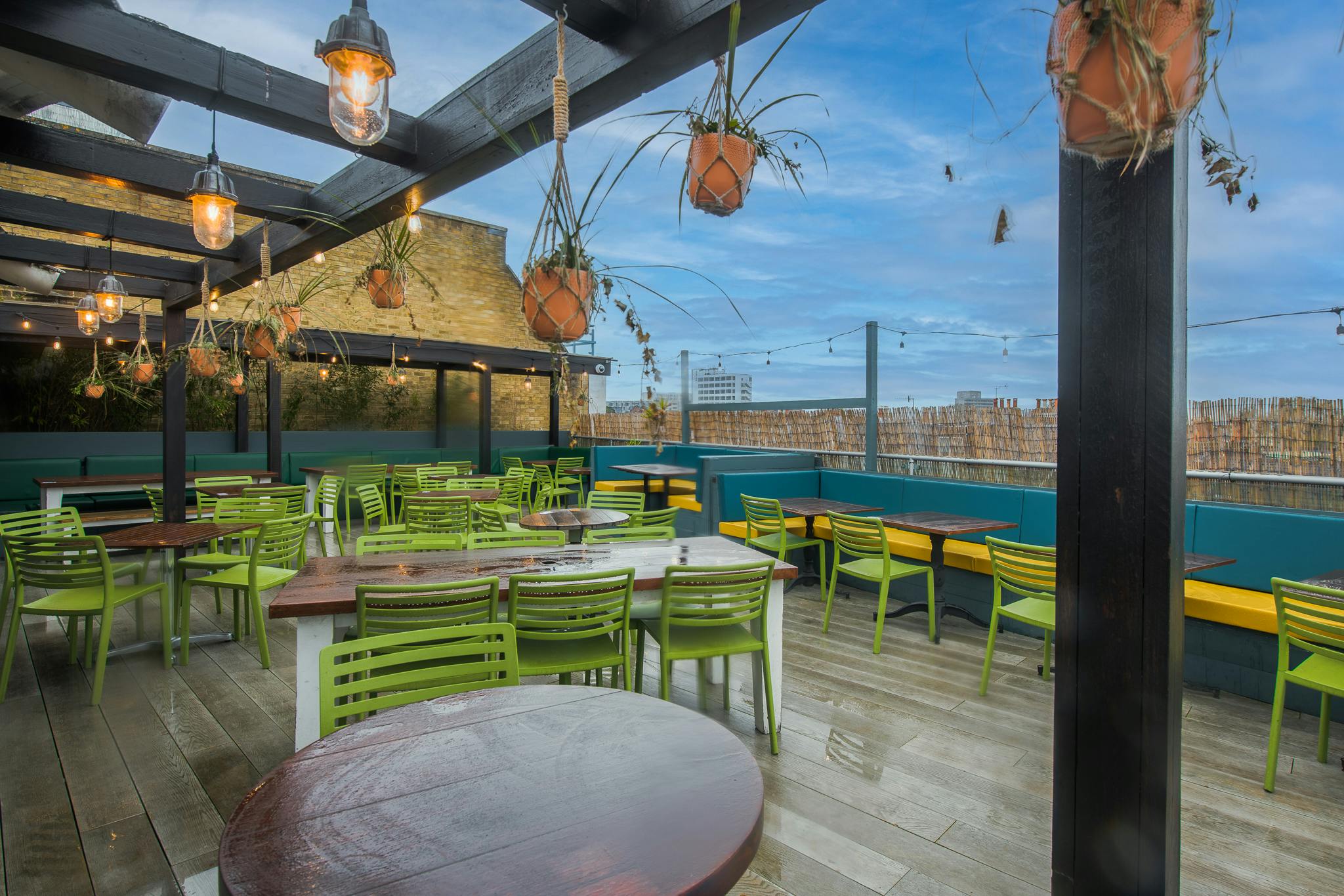 Sky Bar rooftop venue in Revolution Southampton, perfect for casual events and gatherings.