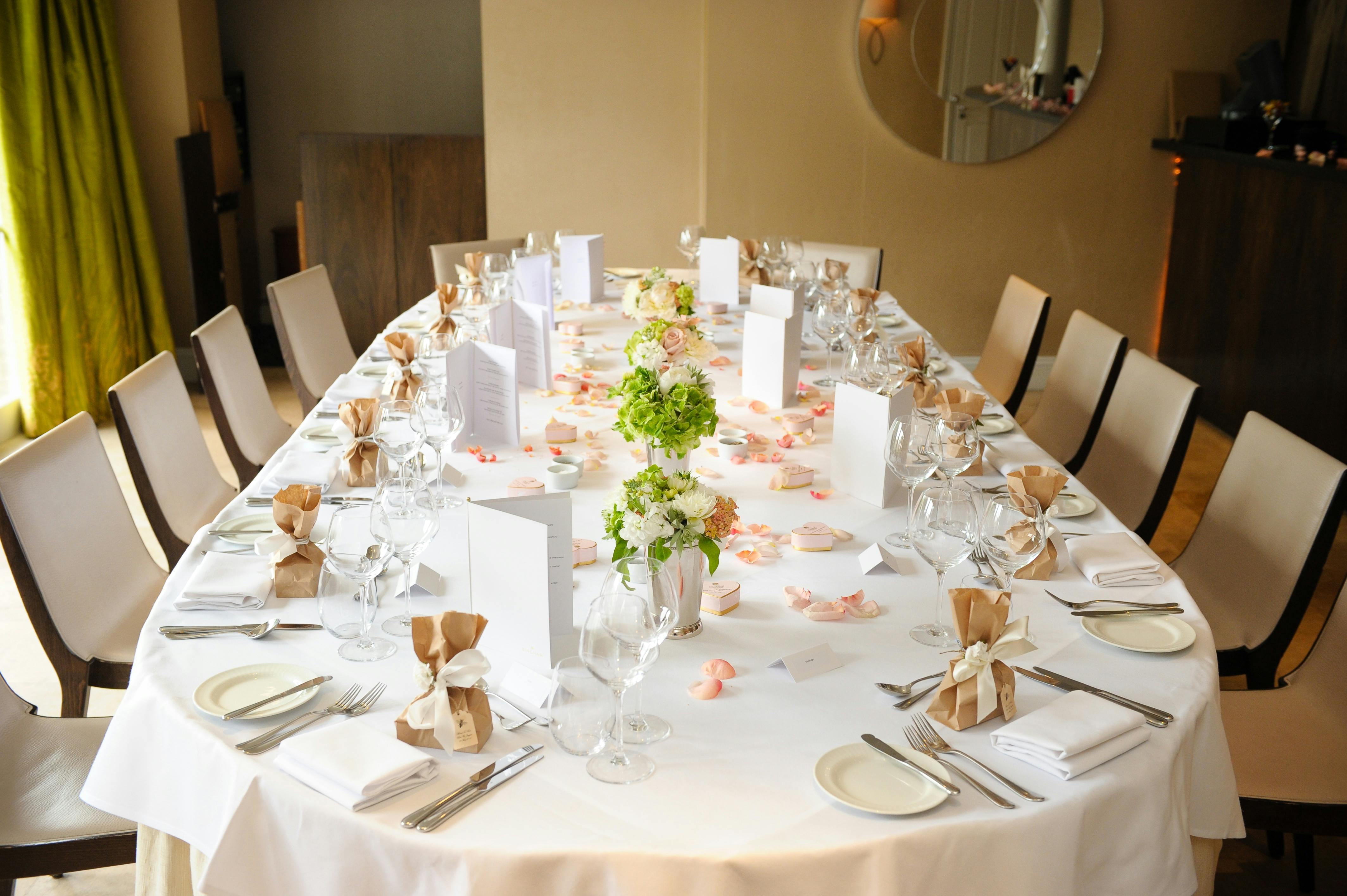 Elegant banquet table in Garden Room 3, perfect for corporate events and celebrations.