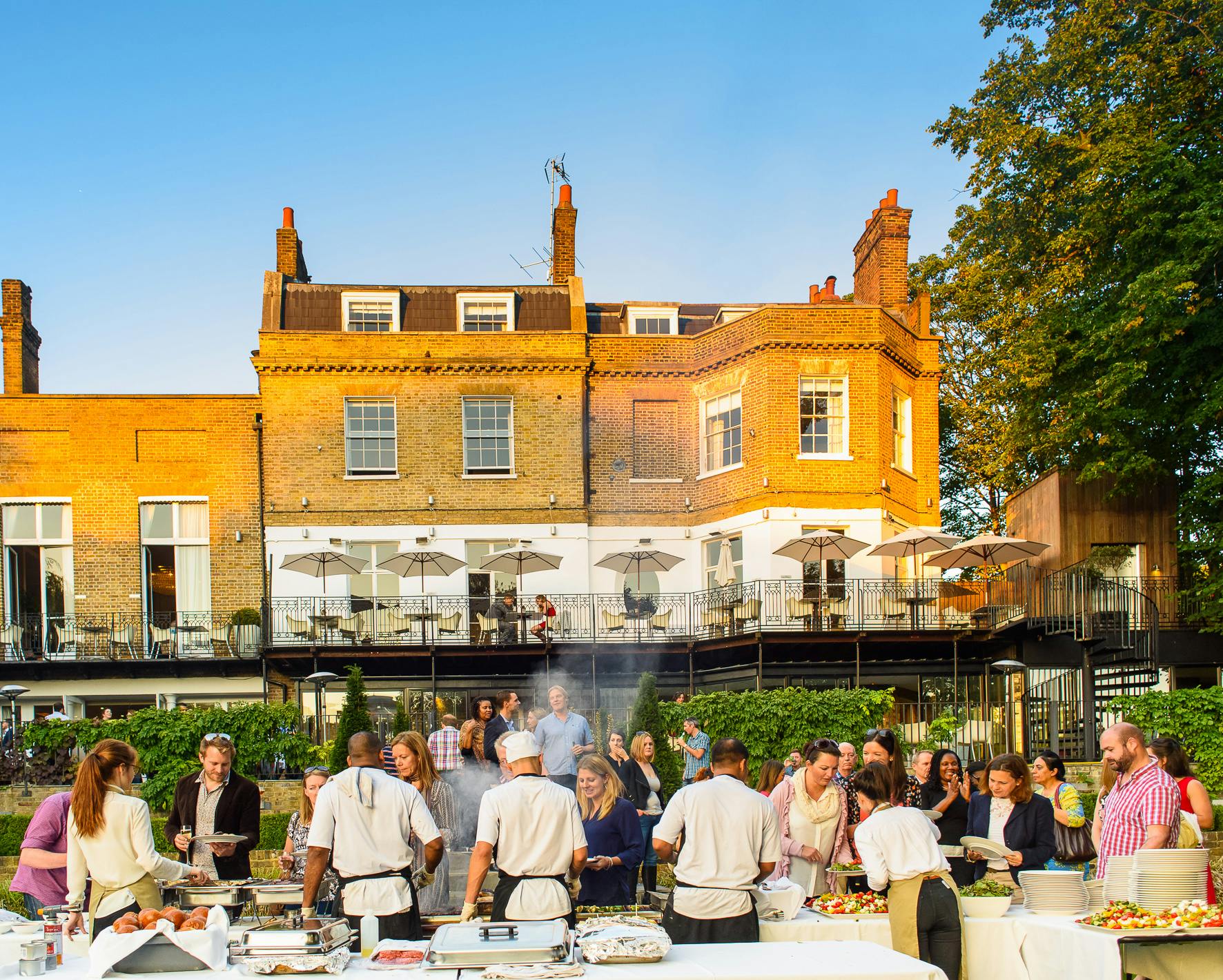 Terrace & Garden at The Bingham, vibrant outdoor event for networking and socializing.