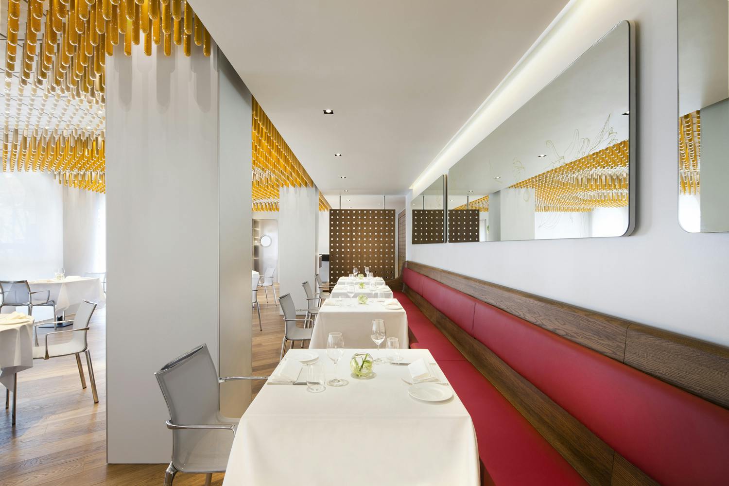 Private dining area at COMO The Halkin, featuring sleek design for upscale events.