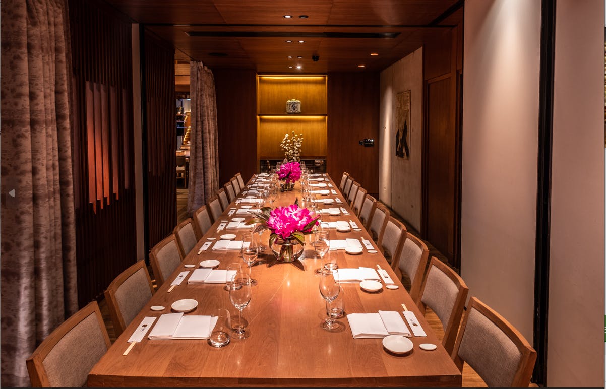 Nobu Hotel London Shoreditch private dining room with elegant table setup for intimate events.