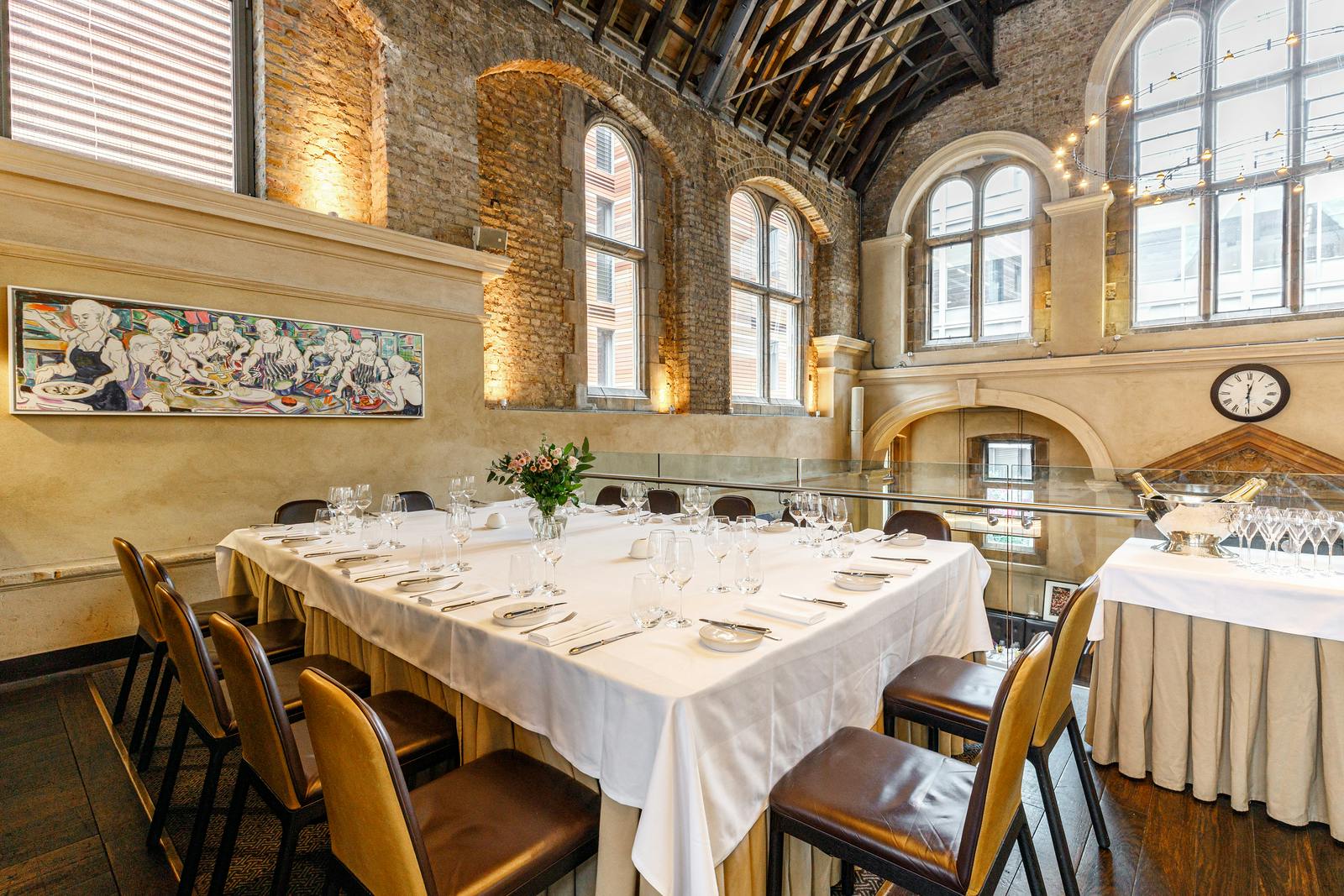 Elegant dining space at Galvin La Chapelle for corporate dinners and private events.