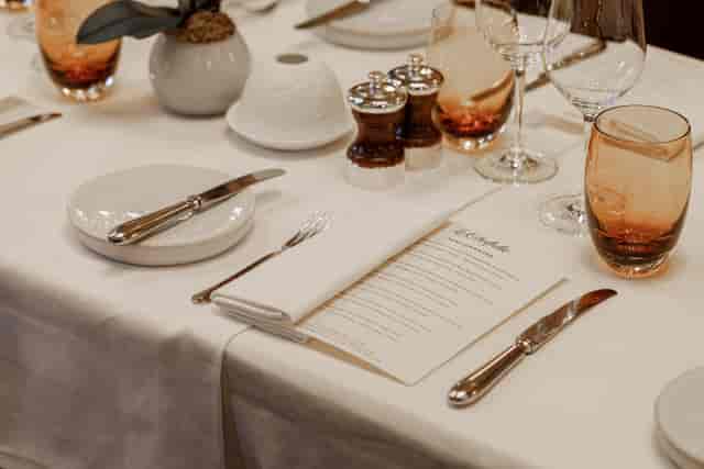 Elegant dining table setup at The Gallery, Galvin La Chapelle for special events.