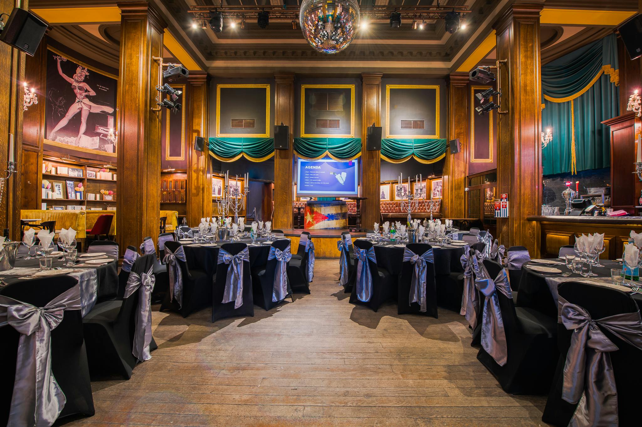 Havana Bar event space in Birmingham, elegantly set for corporate events and weddings.