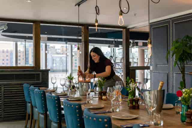 Elegant dining table at The Captain's Table, ideal for corporate events and gatherings.