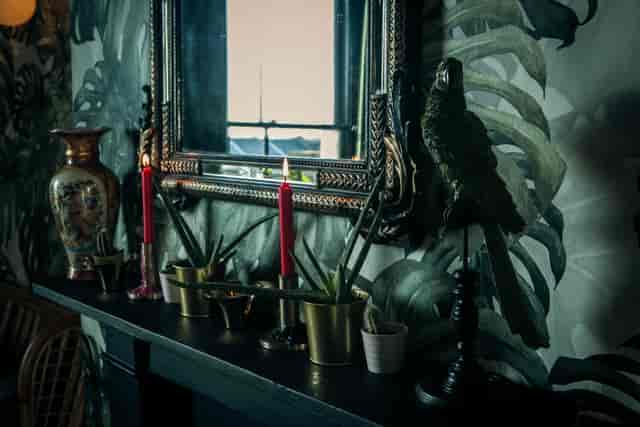 Tequila and Mezcal Parlour event space with decorative mantelpiece for intimate gatherings.