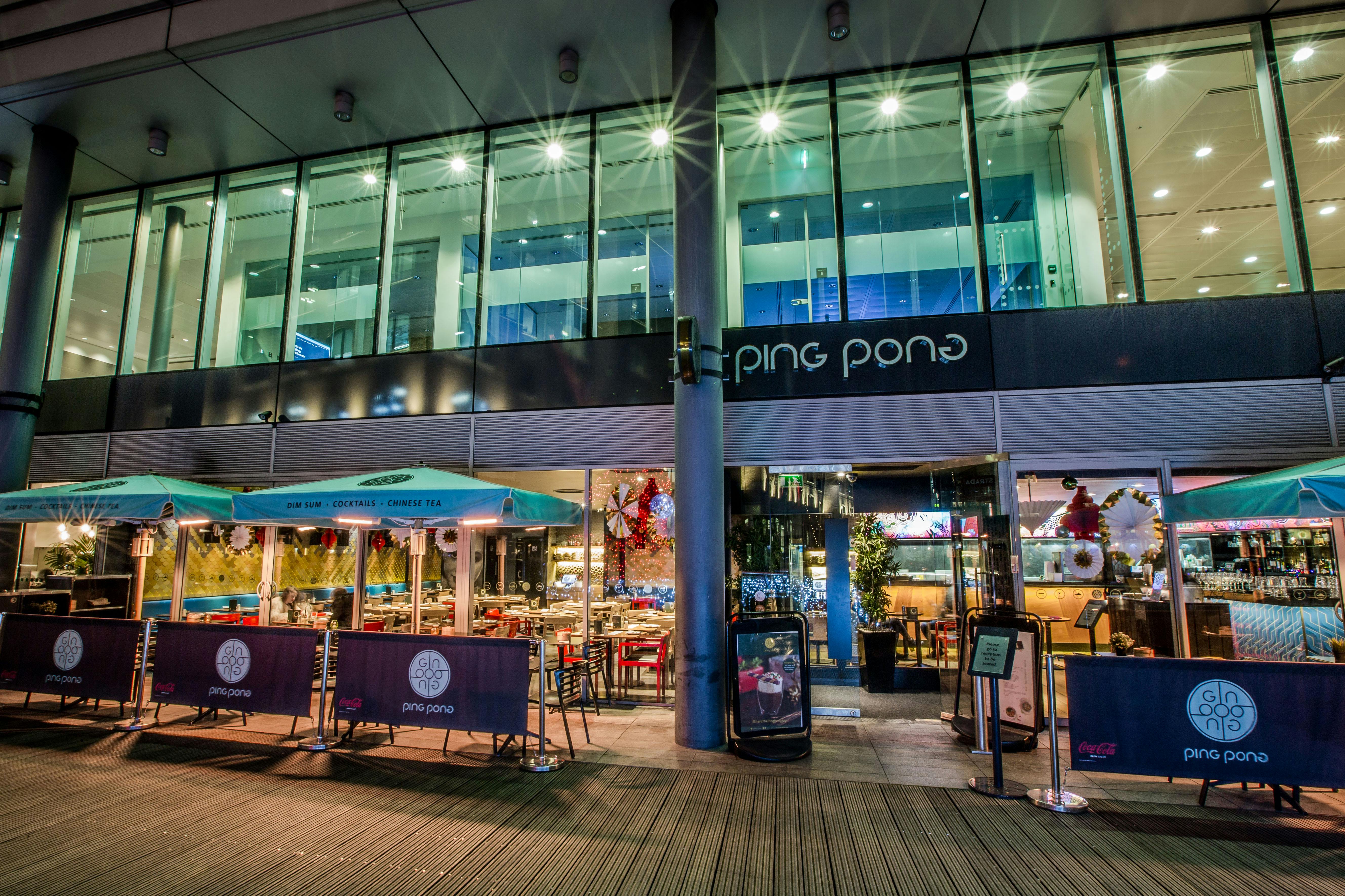 "Vibrant venue for Chinese New Year events with stylish outdoor seating at St Katherine Dock."