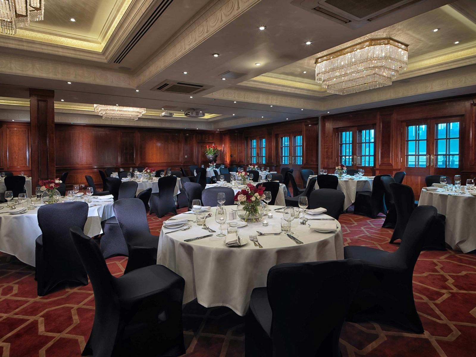 Elegant banquet room at Radisson Blu Heathrow, ideal for corporate dinners and events.