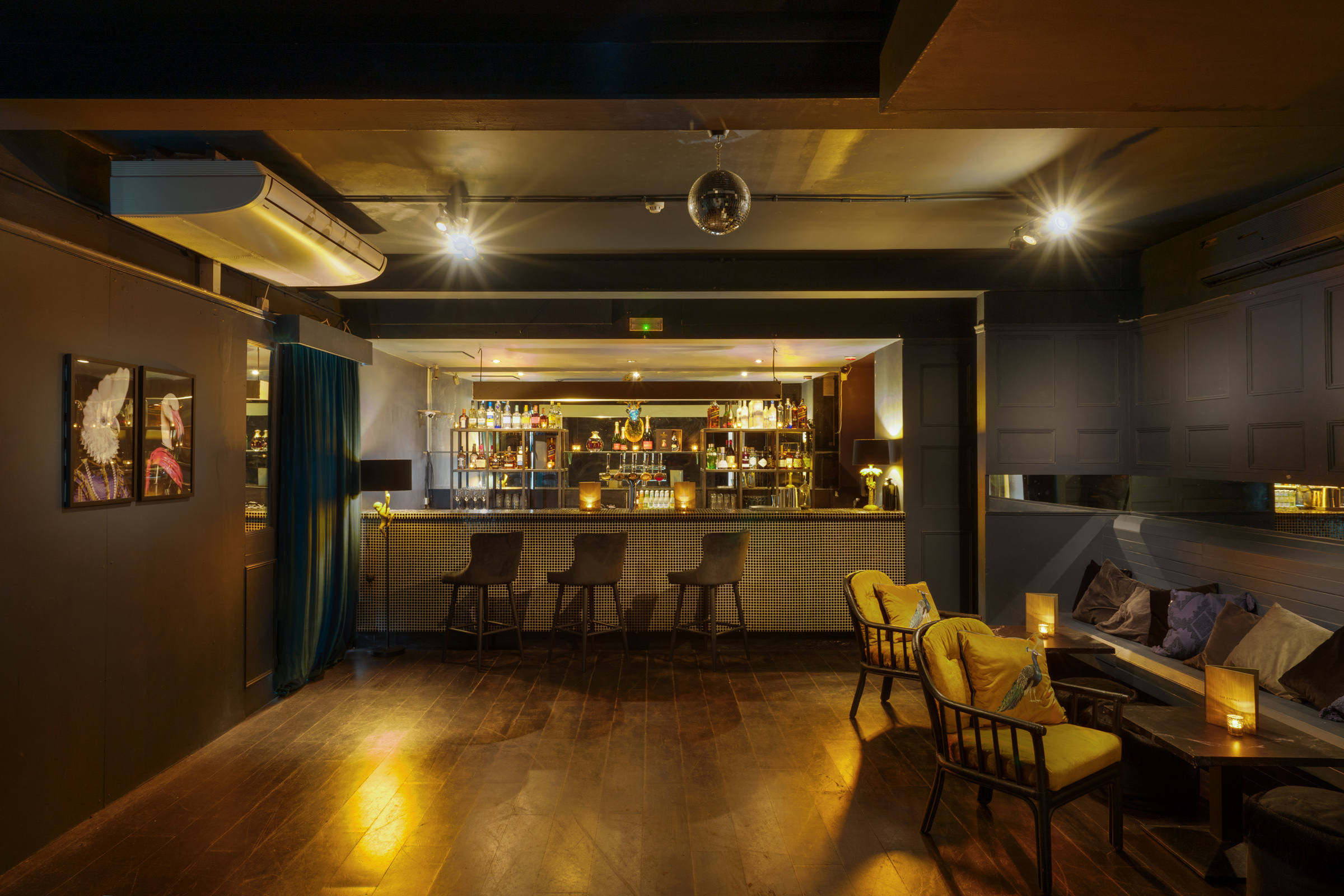 Stylish bar setting in The Studio, ideal for networking events and cocktail receptions.