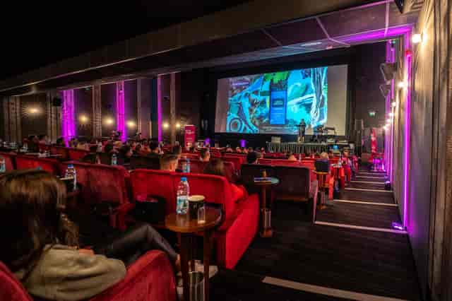 Event space at Everyman Leeds with attendees engaged in a presentation. Ideal for networking.
