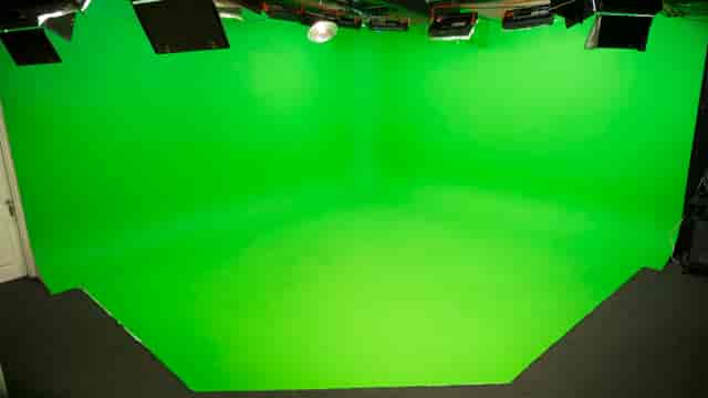Green screen studio at Infinity Cove, perfect for virtual events and presentations.