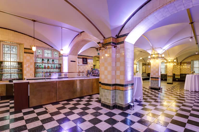 Café Duke event venue with arched ceilings, perfect for networking and celebrations.