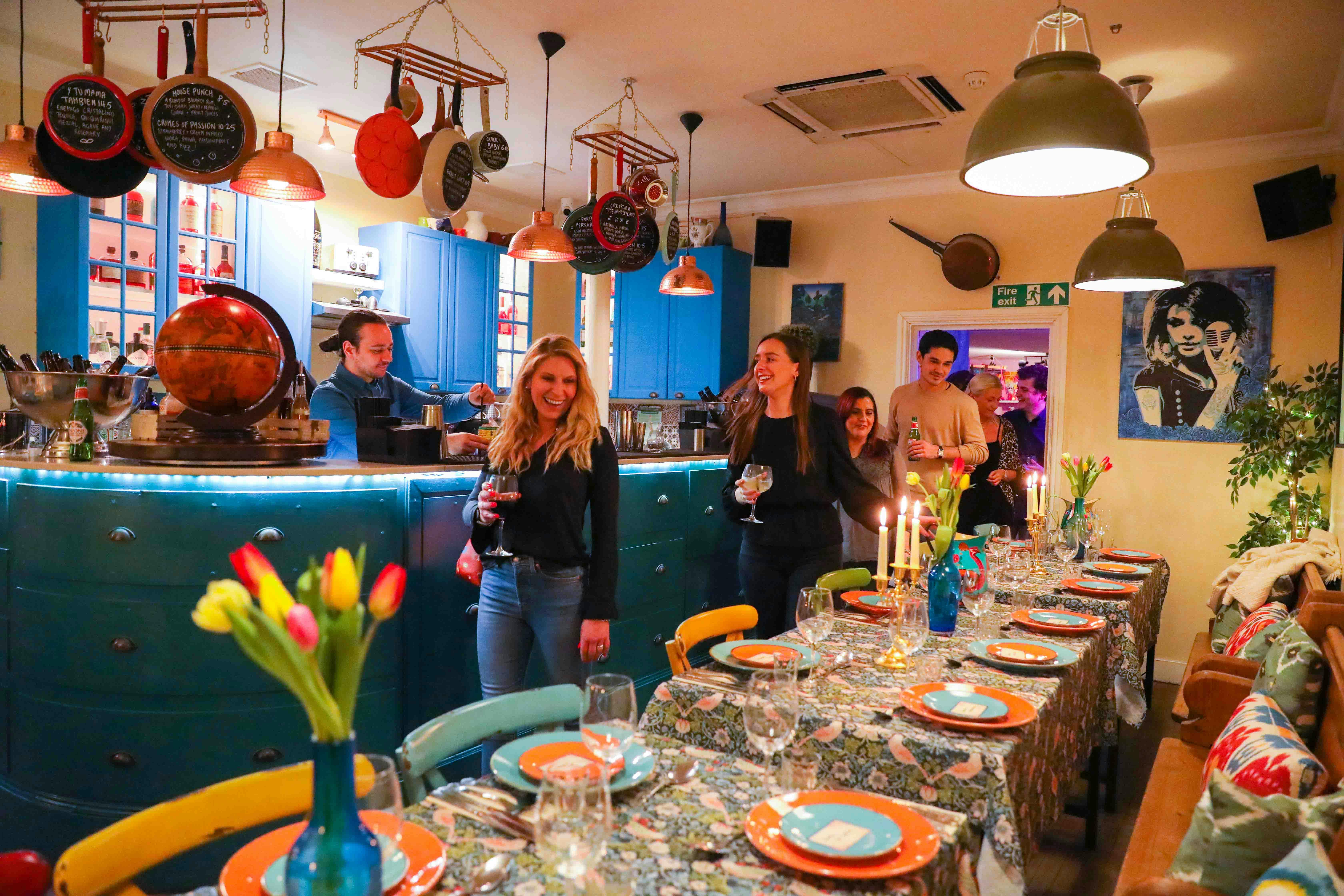 Vibrant event space at The Little Blue Door, perfect for gatherings and networking.