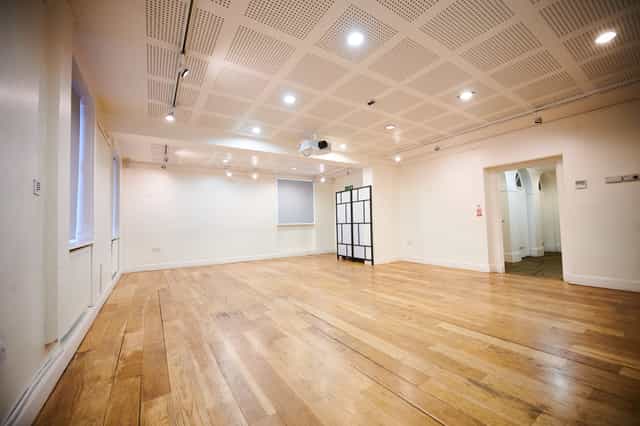 Screening Room at Pushkin House: bright, minimalist event space for meetings and workshops.