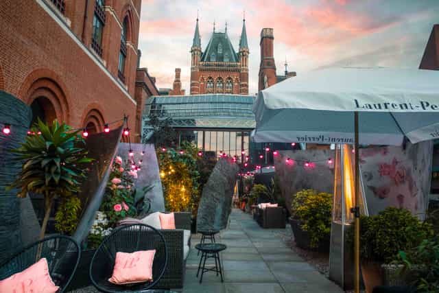 Hansom Hall outdoor event space in St. Pancras, London, ideal for upscale gatherings.