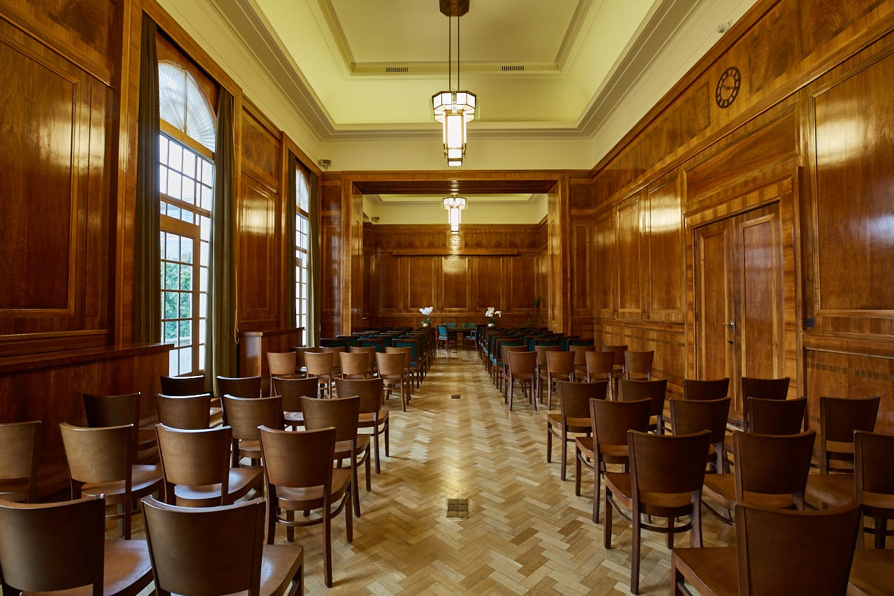 Elegant meeting room in Hackney Town Hall, perfect for corporate events and discussions.
