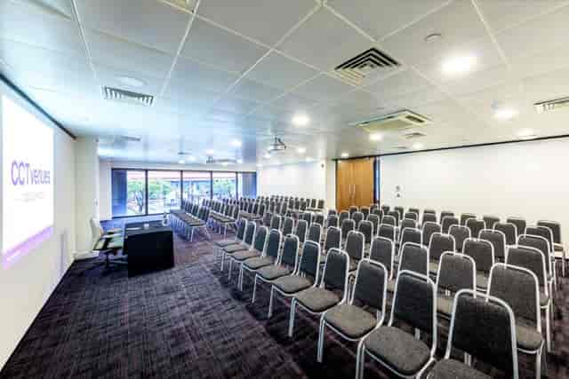 The Jasmine Room theater-style conference space for corporate meetings and presentations.