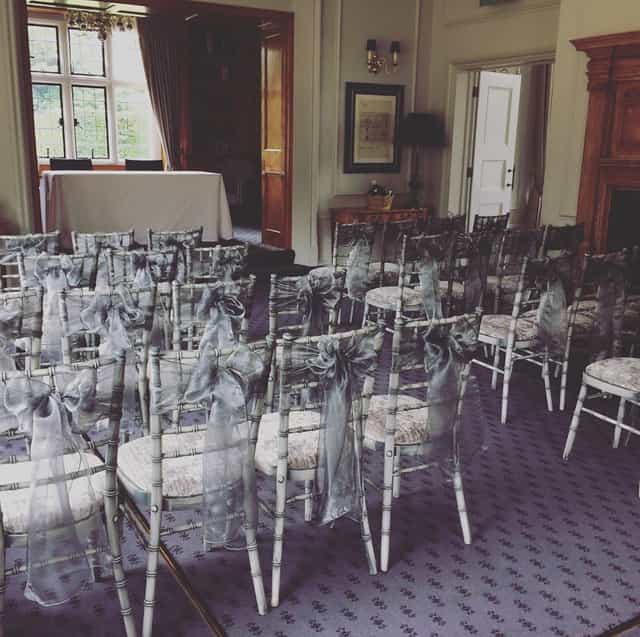 Library Suite at Greenwoods Hotel, elegant chairs for formal events and ceremonies.