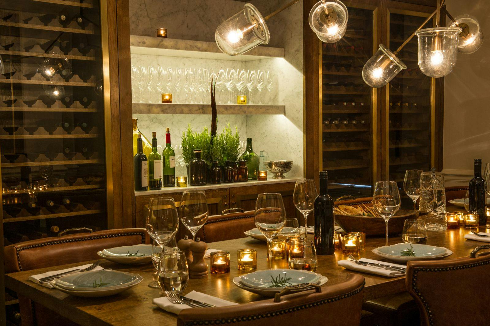 Elegant dining table in The Wine Room, perfect for corporate dinners and intimate gatherings.