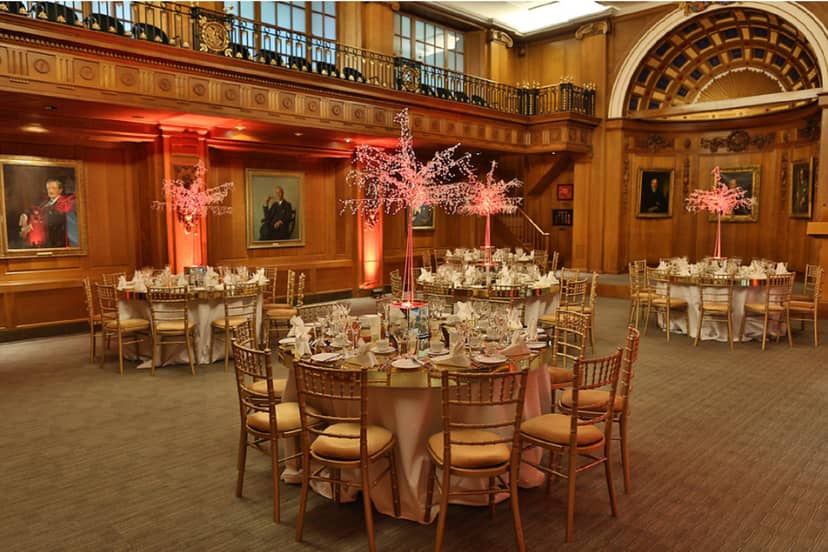 Elegant banquet setup in Old Library, Lloyd's, ideal for corporate events and weddings.
