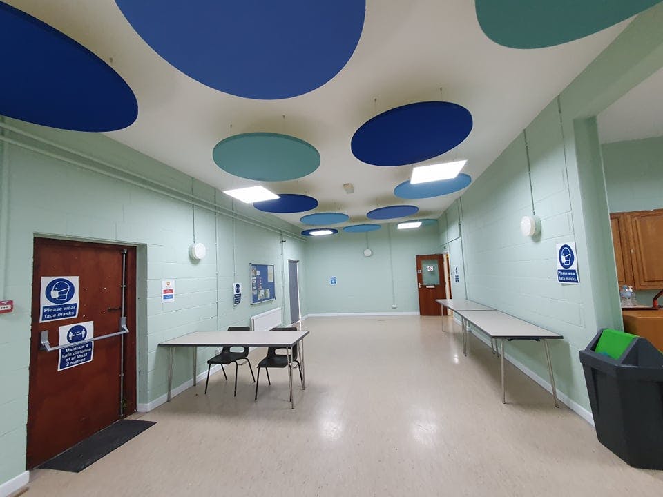 Meon Room at Wickham Community Centre, modern event space with light green walls.