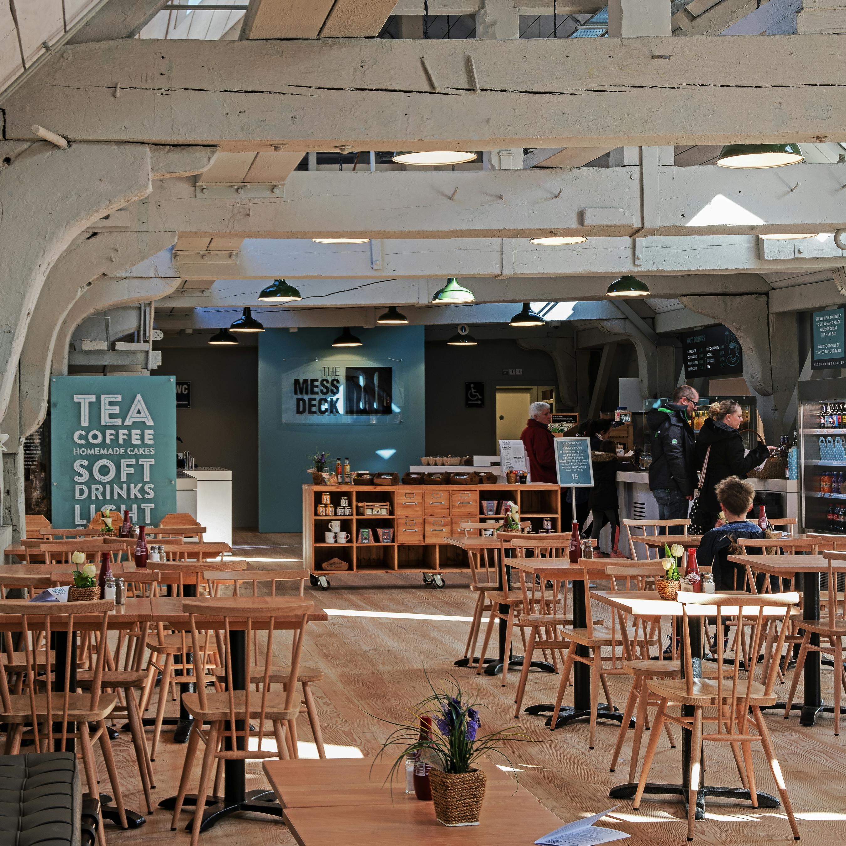 Vibrant café space in The Historic Dockyard for networking and meetings.