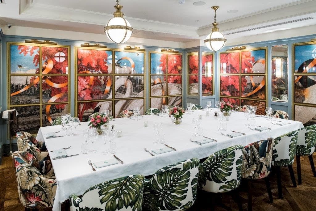 Elegant dining space in The Ivy Cambridge Brasserie, perfect for corporate events and meetings.