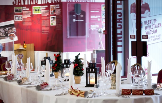 Elegant dining table setup at Heart of Midlothian Museum for corporate events and gatherings.