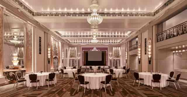 Elegant ballroom at Sheraton Grand London, perfect for upscale meetings and galas.