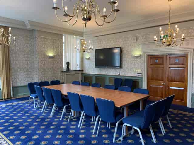 Boardroom meeting, chandelier, heritage venue