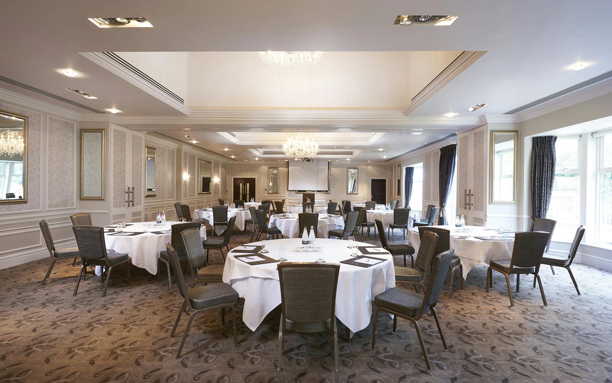 Rockliffe Suite at Rockliffe Hall, elegant event space for corporate gatherings and banquets.