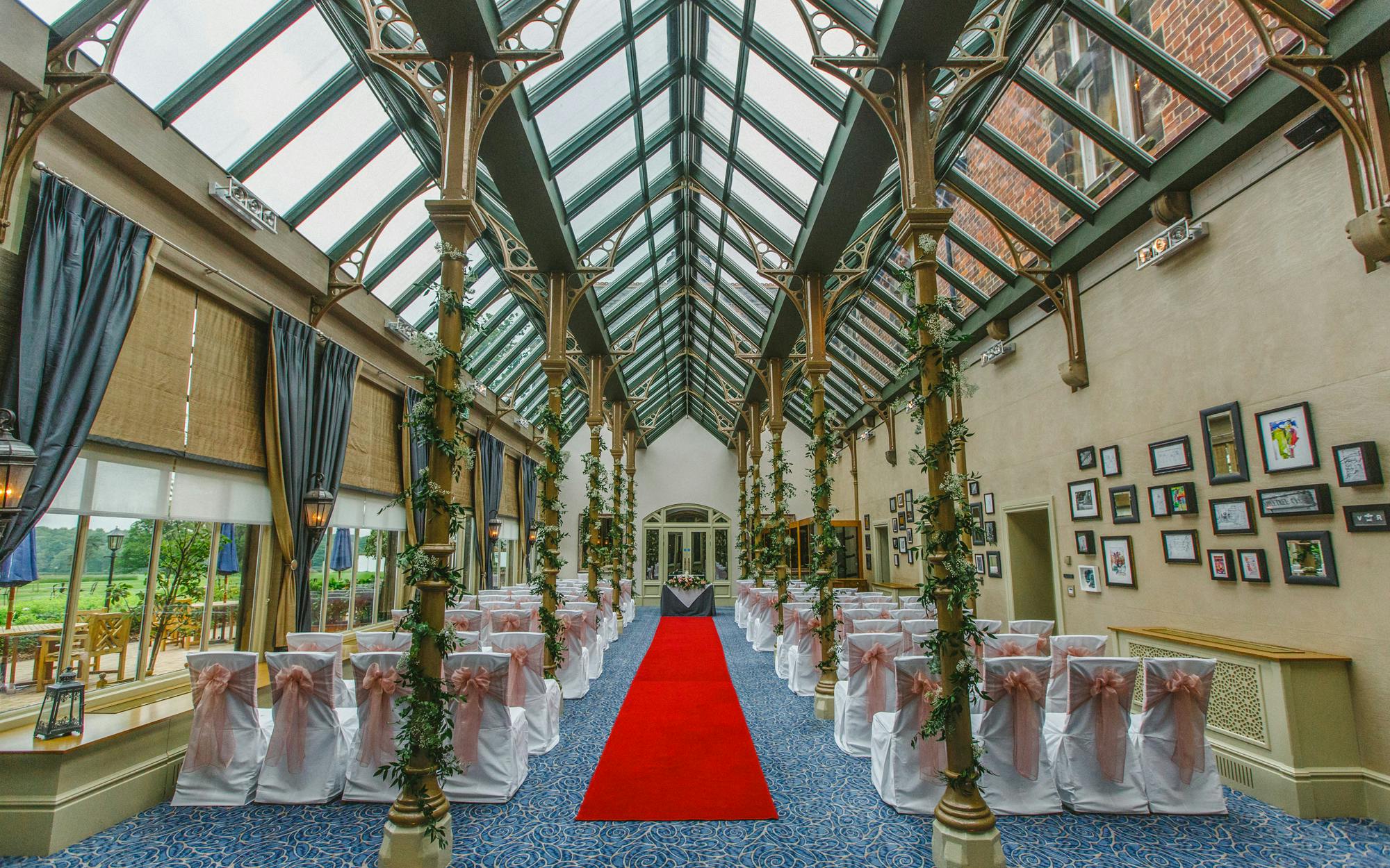 Rockliffe Suite with glass atrium, ideal for weddings and upscale events.