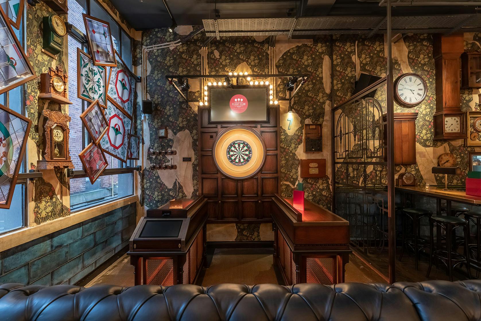 The Quarterjack at Flight Club Manchester: vintage dartboard venue for team-building events.