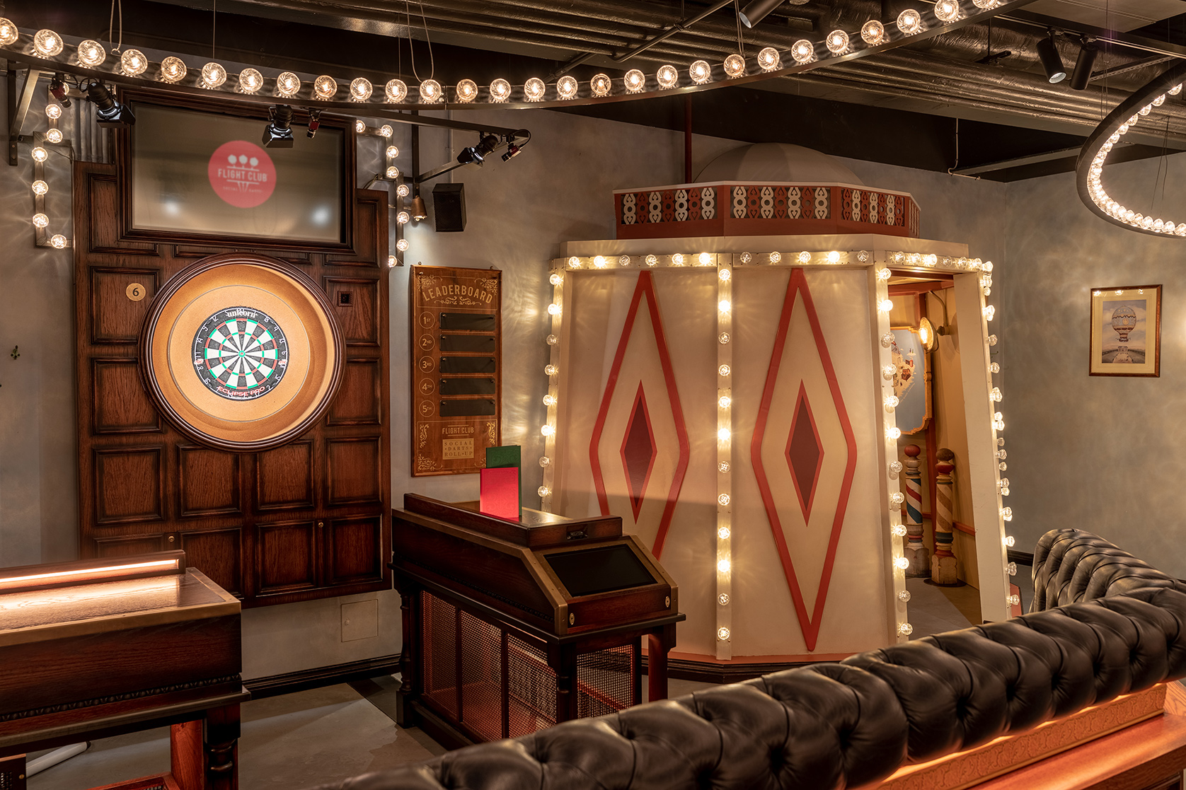 Whole Venue at Flight Club Victoria with vintage decor, ideal for networking events. - Banner