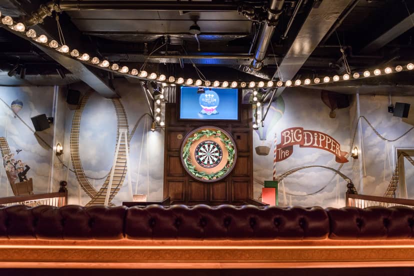 Big Dipper event space with vintage carnival decor for team-building and casual gatherings.