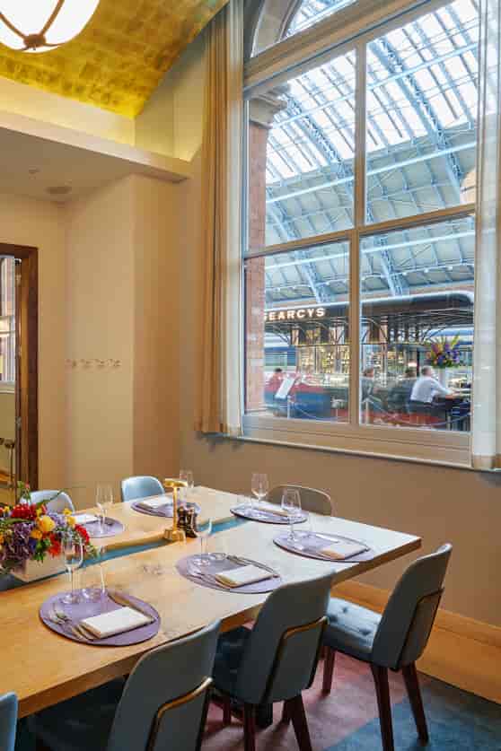 Elegant dining room at St Pancras Brasserie, perfect for corporate events and celebrations.
