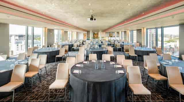 Sky Gallery Birmingham event space with banquet seating for corporate conferences and gala dinners.