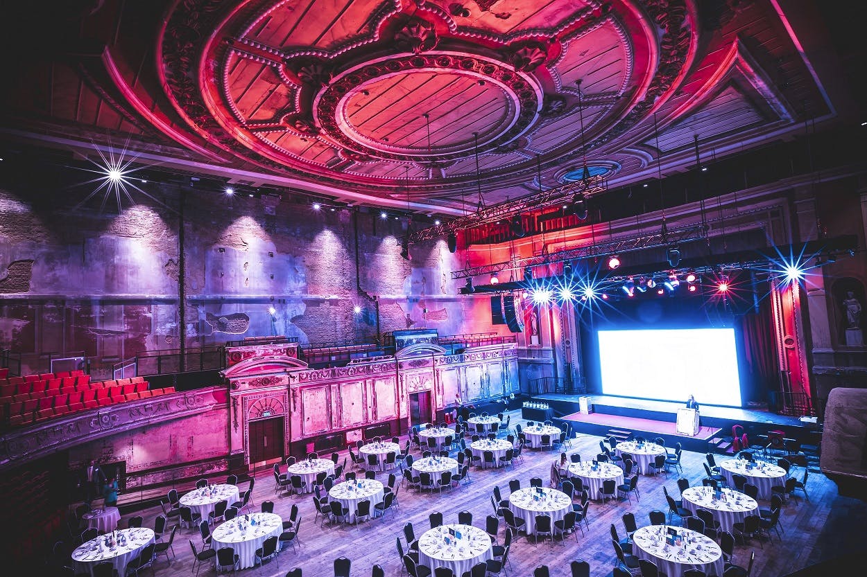 Victorian Theatre at Alexandra Palace, elegant event space for conferences and gala dinners.