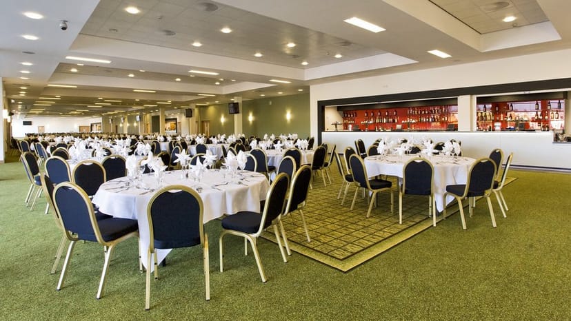 Premiership Suite at Leicester Tigers Stadium, elegant venue for corporate events and banquets.