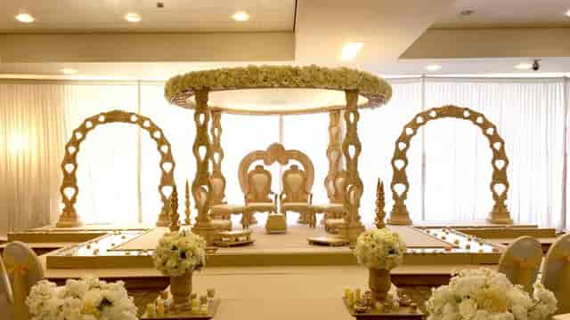 Premiership Suite at Leicester Tigers Stadium, elegant wedding venue with floral decor.