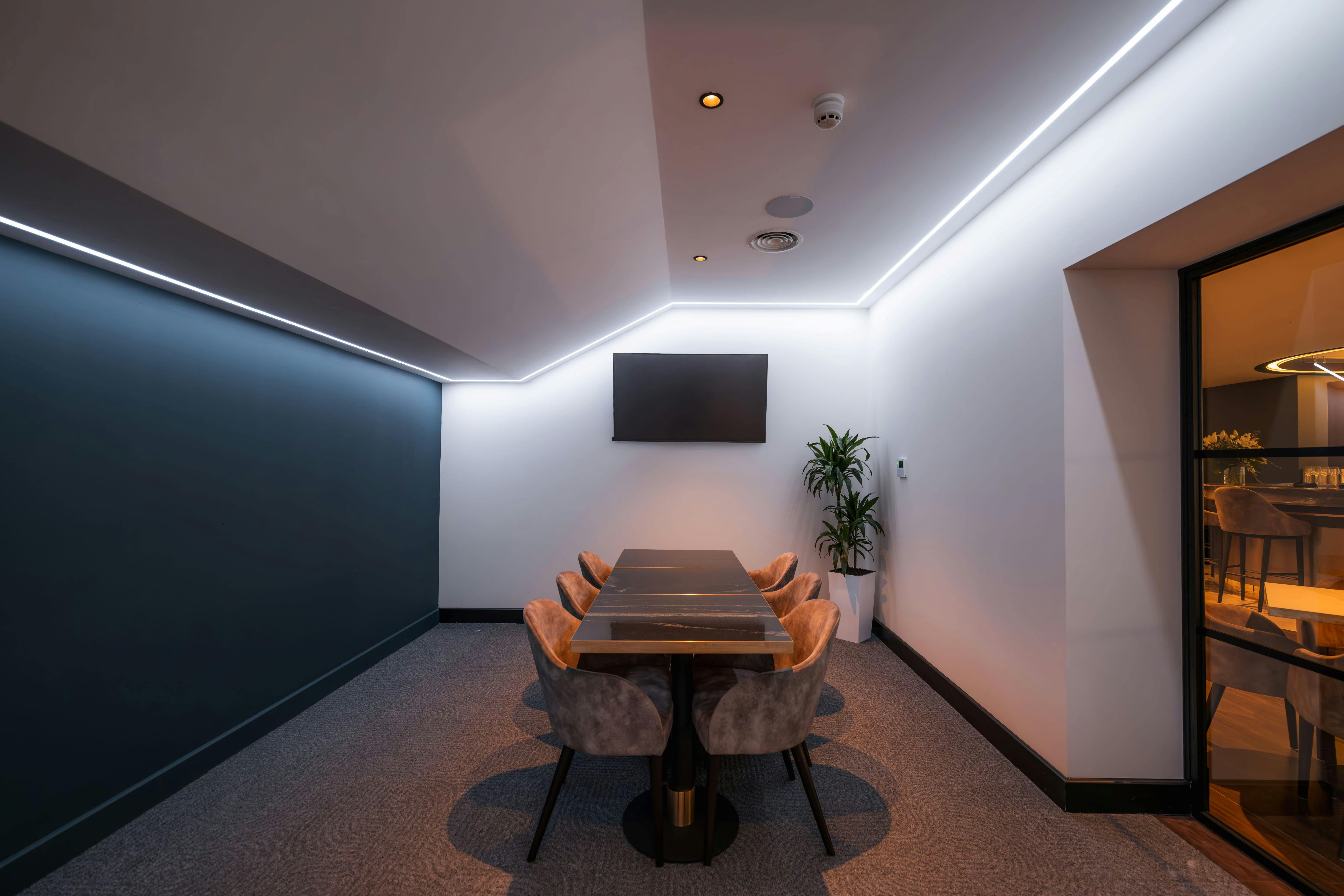 Modern meeting room at Birmingham City FC, ideal for team meetings and presentations.