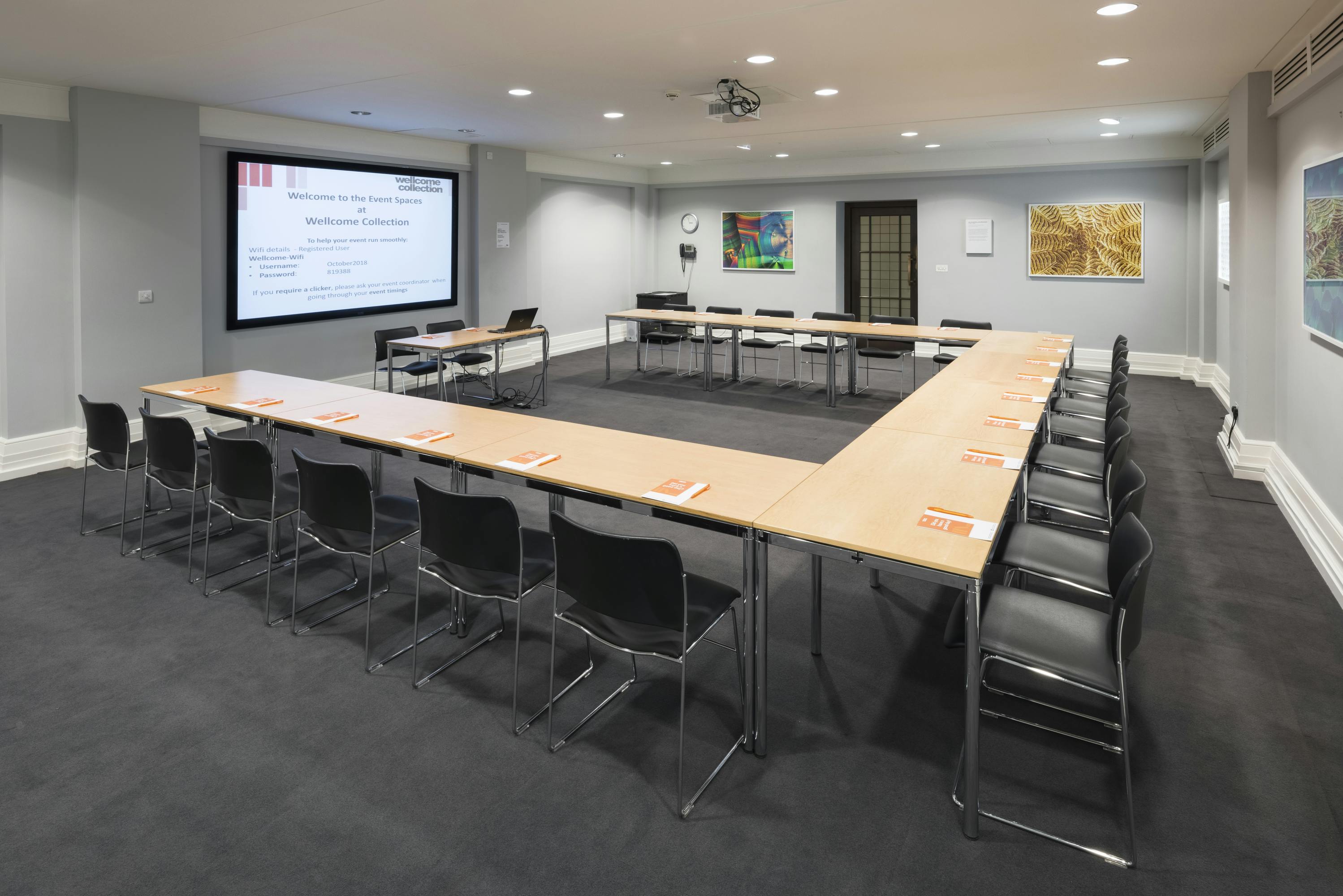 Burroughs Room at Wellcome Collection, U-shaped meeting space for workshops and planning.